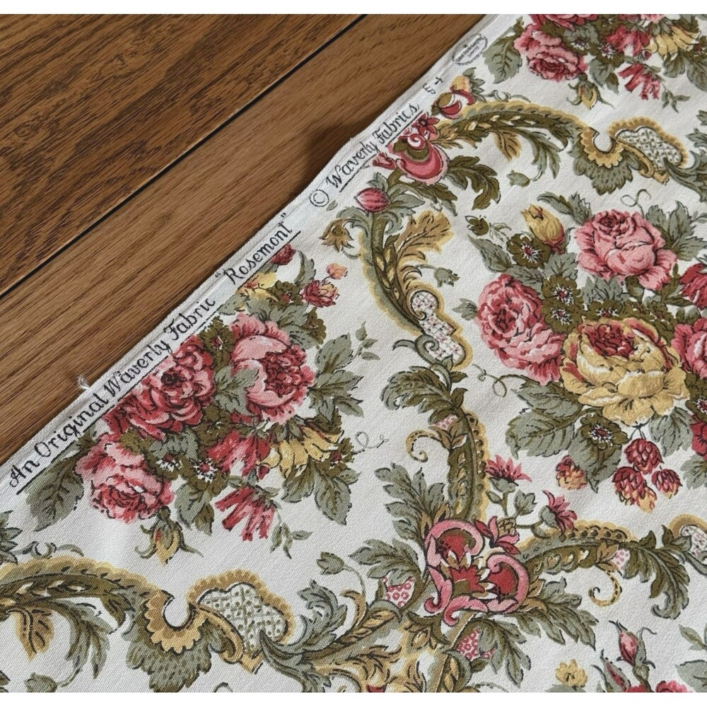 Waverly Fabrics ROSEMONT 4.5yd x 59 Cotton English Rose Garden Vtg Home Decor - Picture 5 of 6